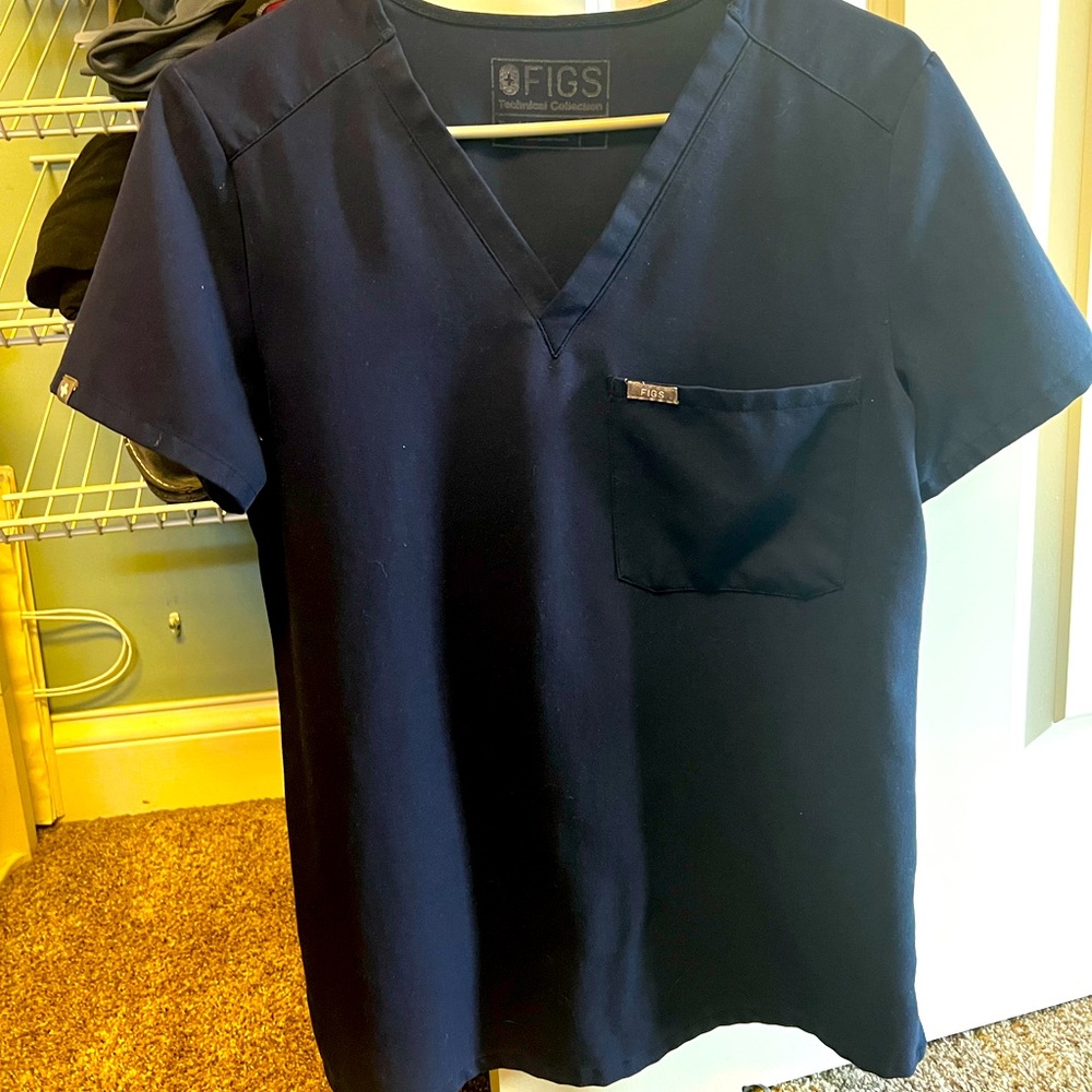 Figs Navy Blue Scrub Top